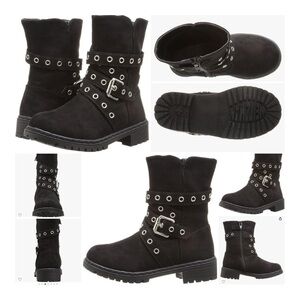 STUART WEITZMAN Toddler Luge Eyelet Black Moto Boots